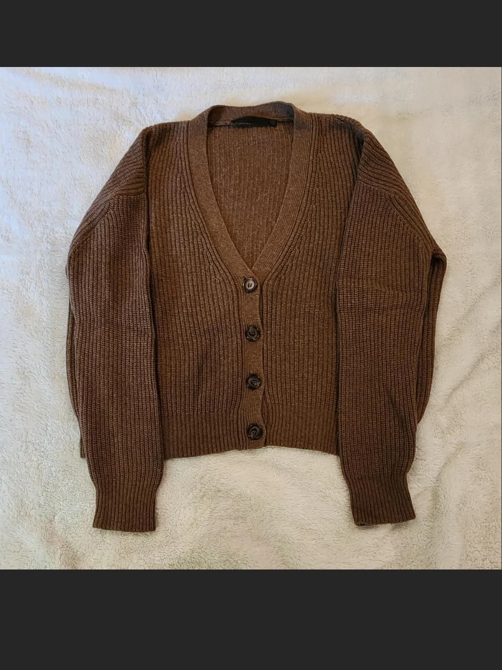 Jenni Kayne Brown/Coffee Cashmere Cropped Cacoon Cardigan